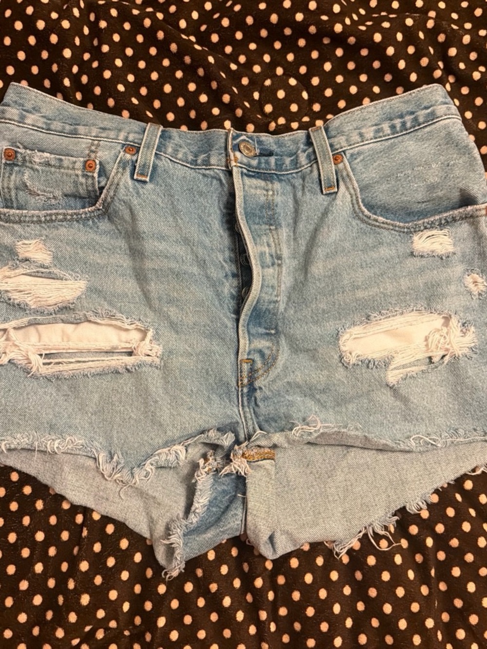 Levi's Light Blue Distressed Cutoff Denim Shorts